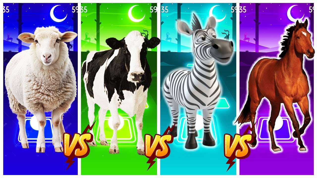 TILES HOP - FUNNY SHEEP 🆚 FUNNY COW 🆚 FUNNY ZEBRA 🆚 FUNNY HORSE 🎯 in Tiles Hop EDM Rush🎶