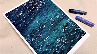 오일파스텔 그림 / 반짝 반짝이는✨ 바다 그리기 / Drawing a Sparkling Sea / Oil Pastels