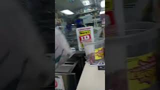 Information gas station cashier behind bulletproof glass Guide