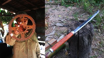 Survival Sword Making From a Big Broken Sprocket ( Samurai Swords )