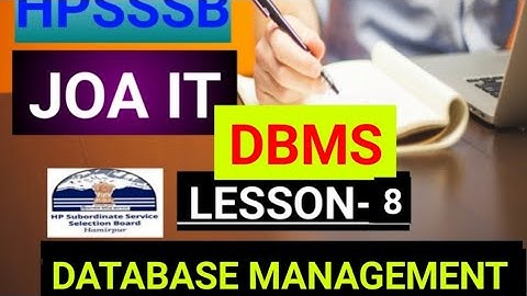 LESSON-8 || DBMS || DATABASE MANAGEMENT SYSTEM || HPSSSB JOA IT #hpjoait