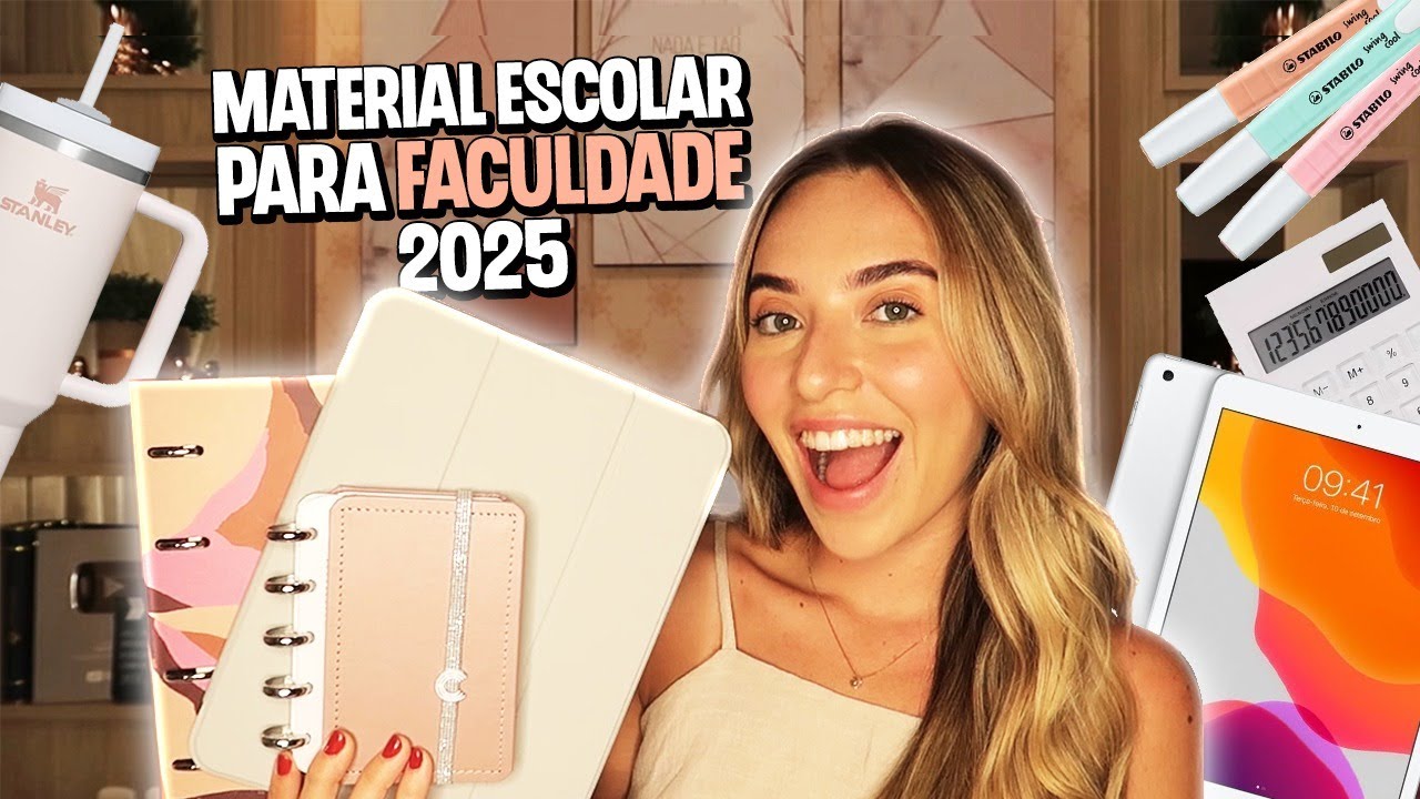 MEU MATERIAL para FACULDADE 2025! Voltei para o Youtube ✨