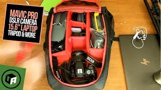 Camera Bag under $50 that fits DSLR, Mavic Drone, 15.6" Laptop