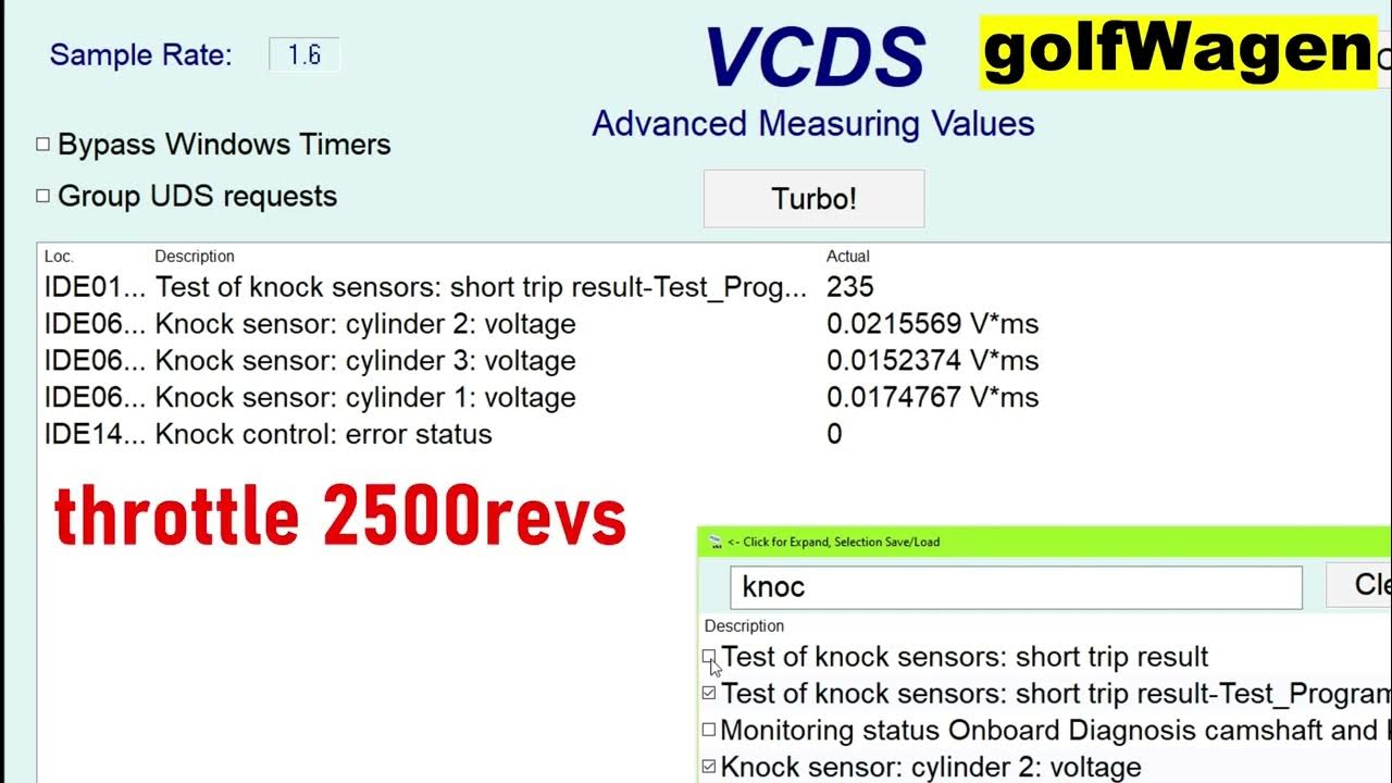 VCDS VW/AUDI knock sensor voltage YouTube