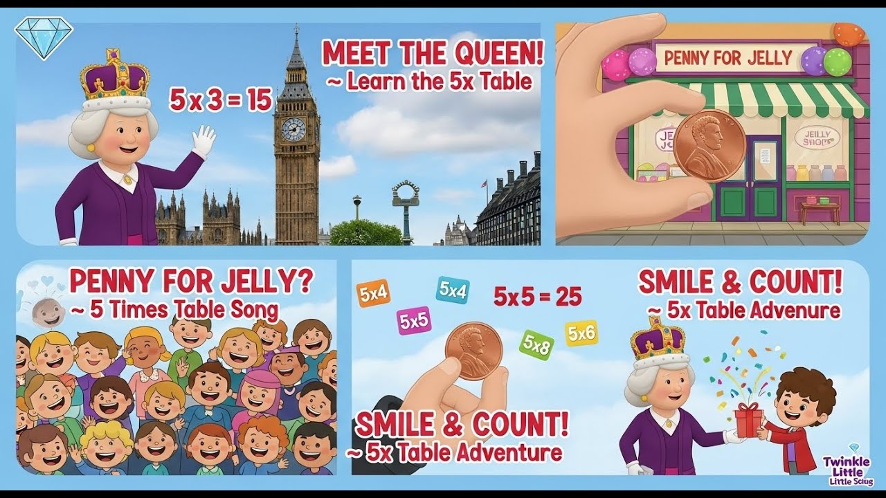 The Queen’s Big Ben Adventure! 👑 Learn the 5 Times Table | Fun Multiplication Math Song for Kids