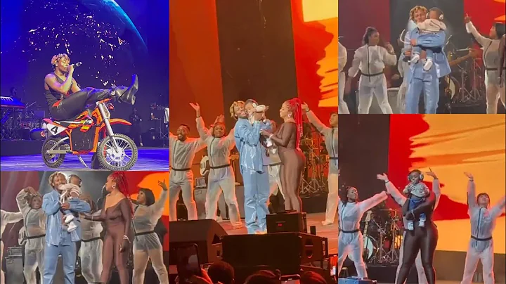 Asake Performs Lonely at the top with son and baby mama at Barclays center New York