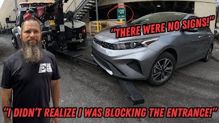 I didn't realize I was blocking the entrance! | Illegal Parks & Winching