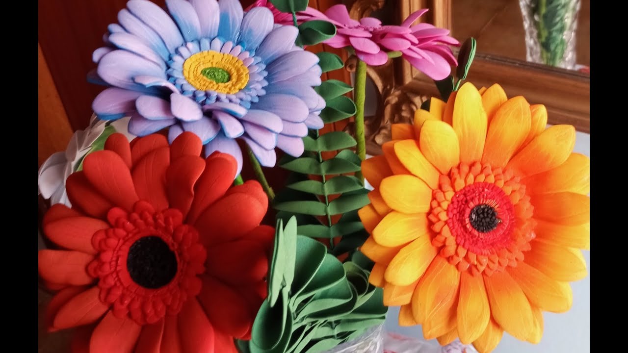 🏵️Gerbera in gomma eva senza stampo 