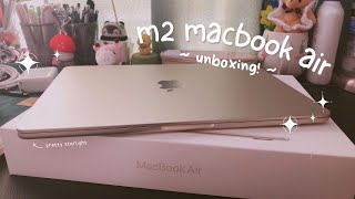 m2 macbook air aesthetic unboxing + setup + accessories 📦✨💻