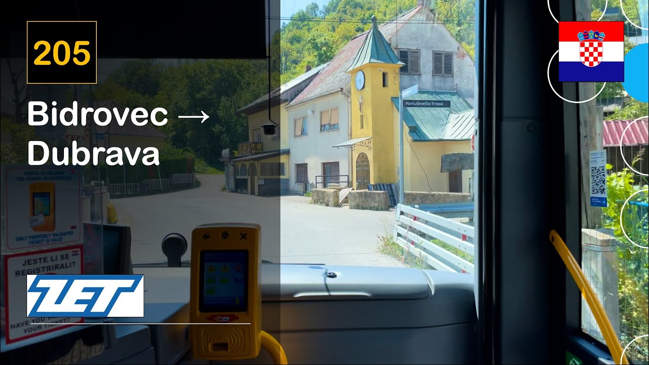 [4K] 🇭🇷 Cab Ride: ZET ZAGREB BUS | 205: Bidrovec → Markuševec → Dubrava | Iveco Crossway LE City