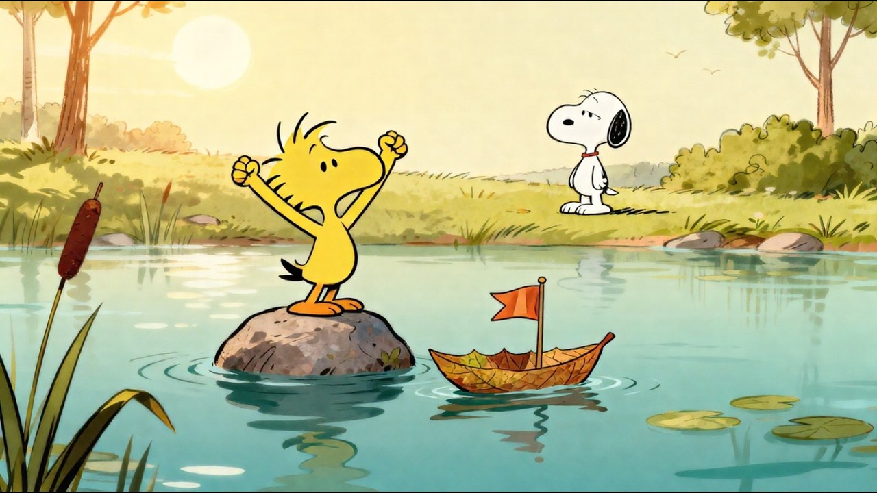 🍃 Гонка на лодках из листьев Снупи 🚤✨ Расслабляющая джазовая музыка для учебы, чтения