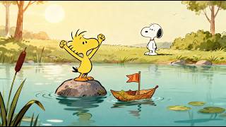 🍃 Snoopy’s  Leaf Boat Race 🚤✨ Relaxing Jazz Music for Study, Reading &amp; Calm Nature Days