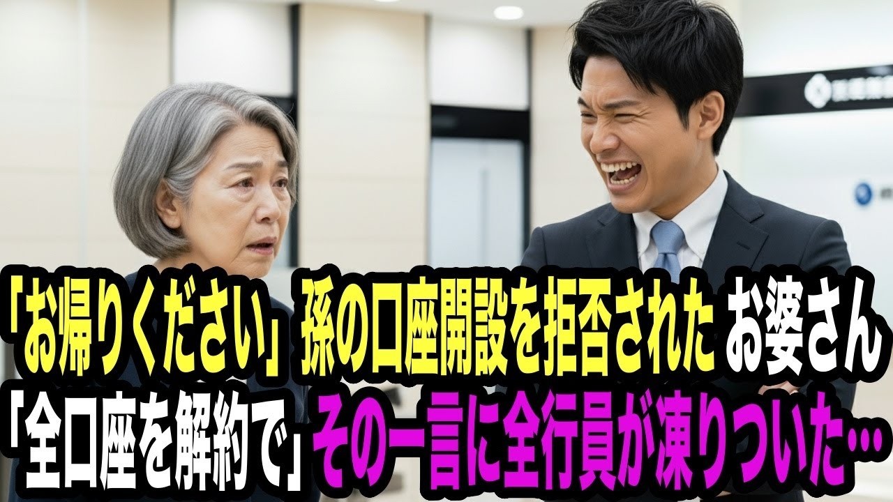 「お帰りください」銀行で孫の口座開設を拒否されたお婆さん。「では全口座を解約で」その一言に、全行員が凍りついた…