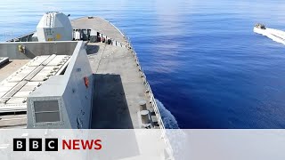 On board Royal Navy ship as it faces Houthi attacks | BBC News screenshot 4