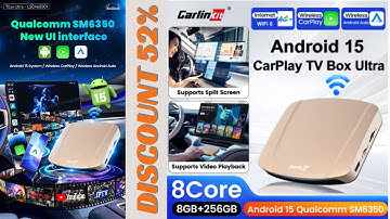8G+256G CarlinKit CarPlay Ai Box Android 15 5G Ultra WiFi 6 Wireless Android Auto Adapter FOTA