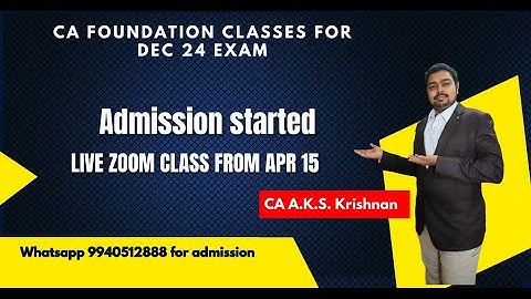 Procedure for Joining CA foundation classes for Dec 2024 exam Admission started
