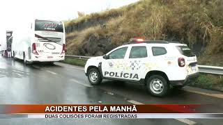 Motorista de ônibus fica ferido após atingir caminhão na Anhanguera