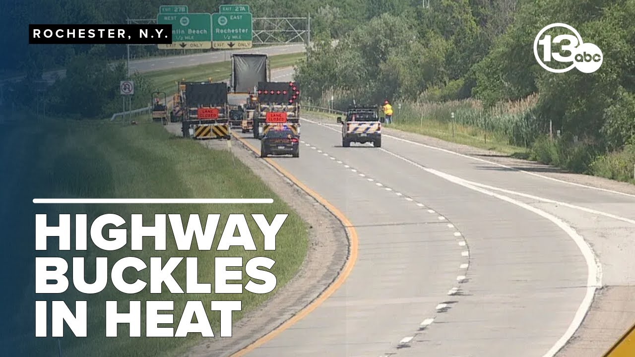 Extreme heat causes portions of highway to buckle - YouTube
