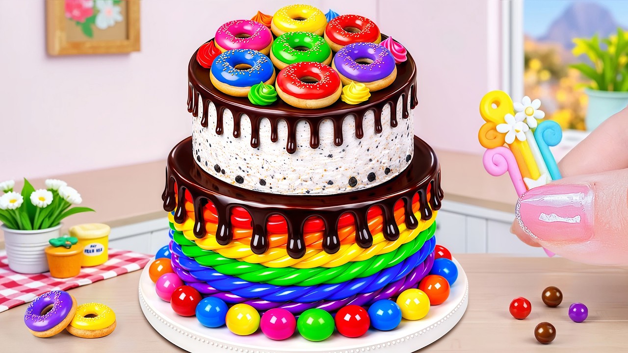 Happy Oreo Crumbs Rainbow Cake 🎀 Best Of Miniature Choco Cake Recipes 🍩 Baking Journey