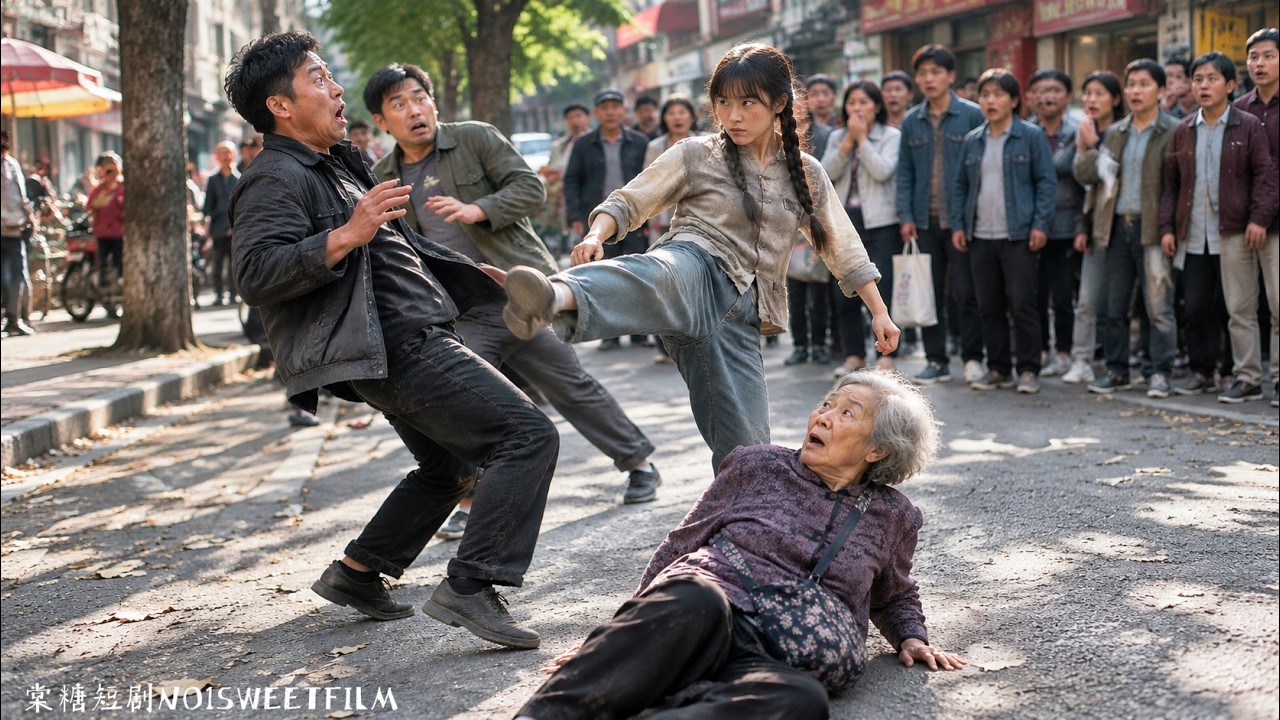 灰姑娘一腳踢翻壯漢救下被搶劫的老人，怎料老人正在給首富孫子相親！第二天直接讓孫子開100輛豪車把她接回豪門寵上天！#我的相親老婆有點野 #短劇 #霸總 #甜寵 #追妻火葬場 #愛情