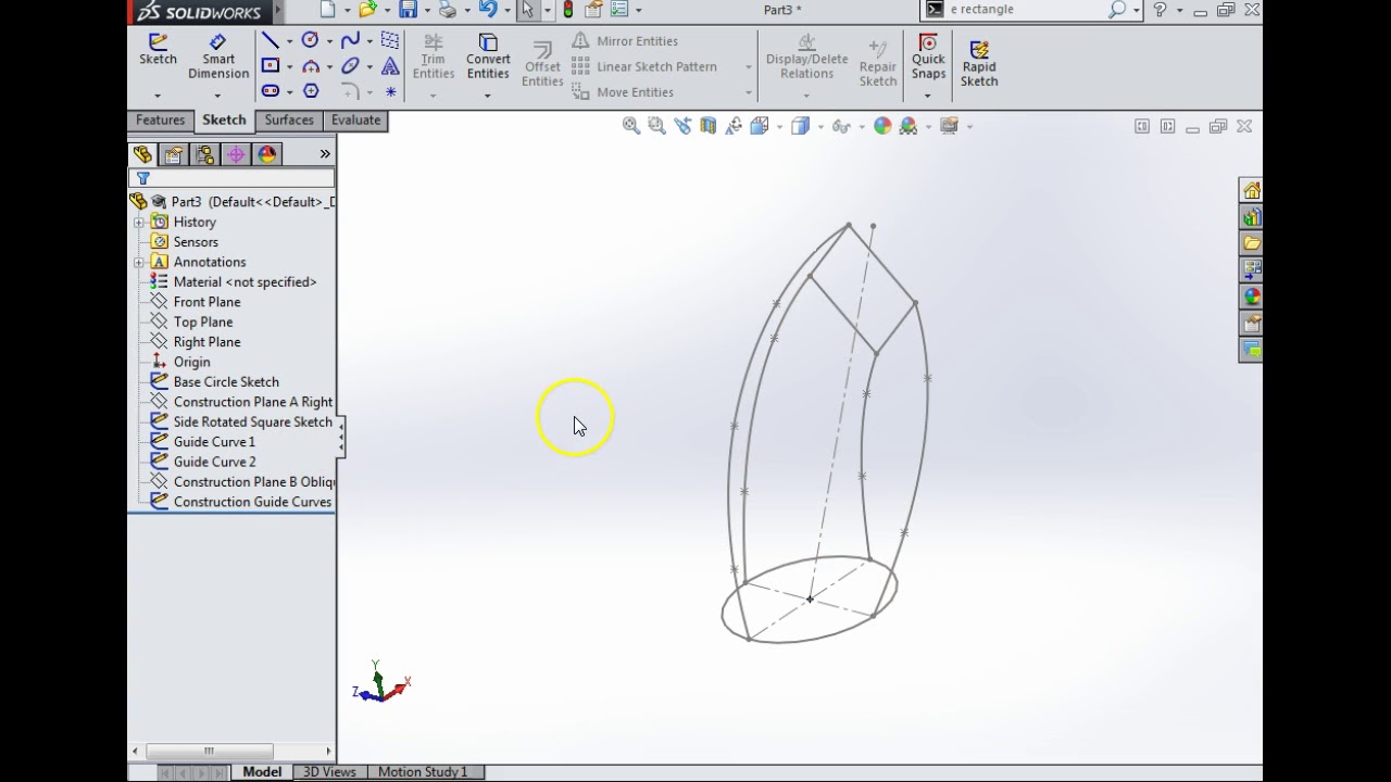 SolidWorks Lofted Surface & Knit Surface YouTube