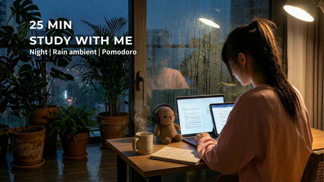 25 MIN STUDY WITH ME 🌧️ | Pomodoro Timer | Lo-Fi Chill & Rain Sounds ...