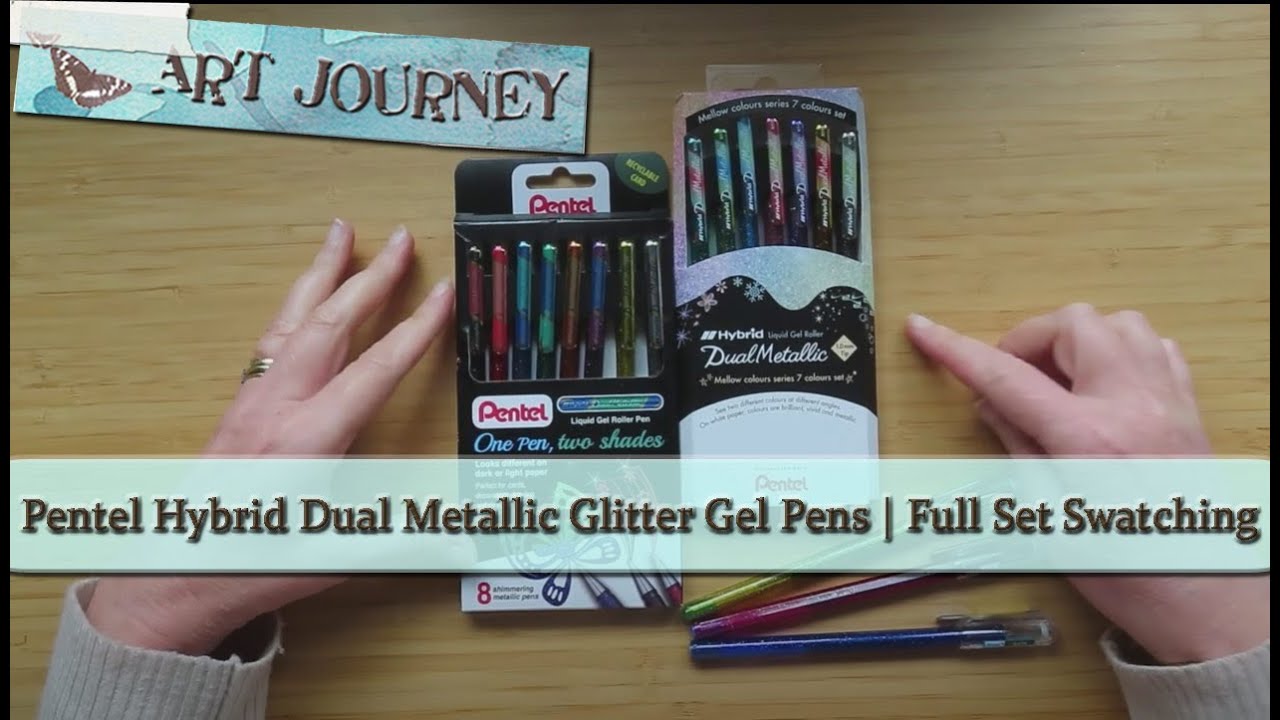 Swatching ALL 18 Pentel Hybrid Dual Metallic Glitter Gel Pens