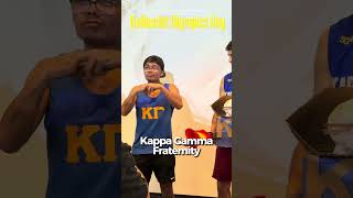 Kappa Gamma Fraternity giving a quick skit about our junk art creation