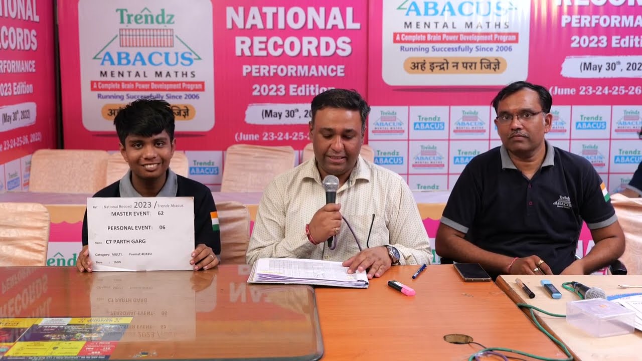 "4 Digit Multiply by 2 Digit" feat. Parth Garg for Indian Achievers Book Of Records | Trendz Abacus