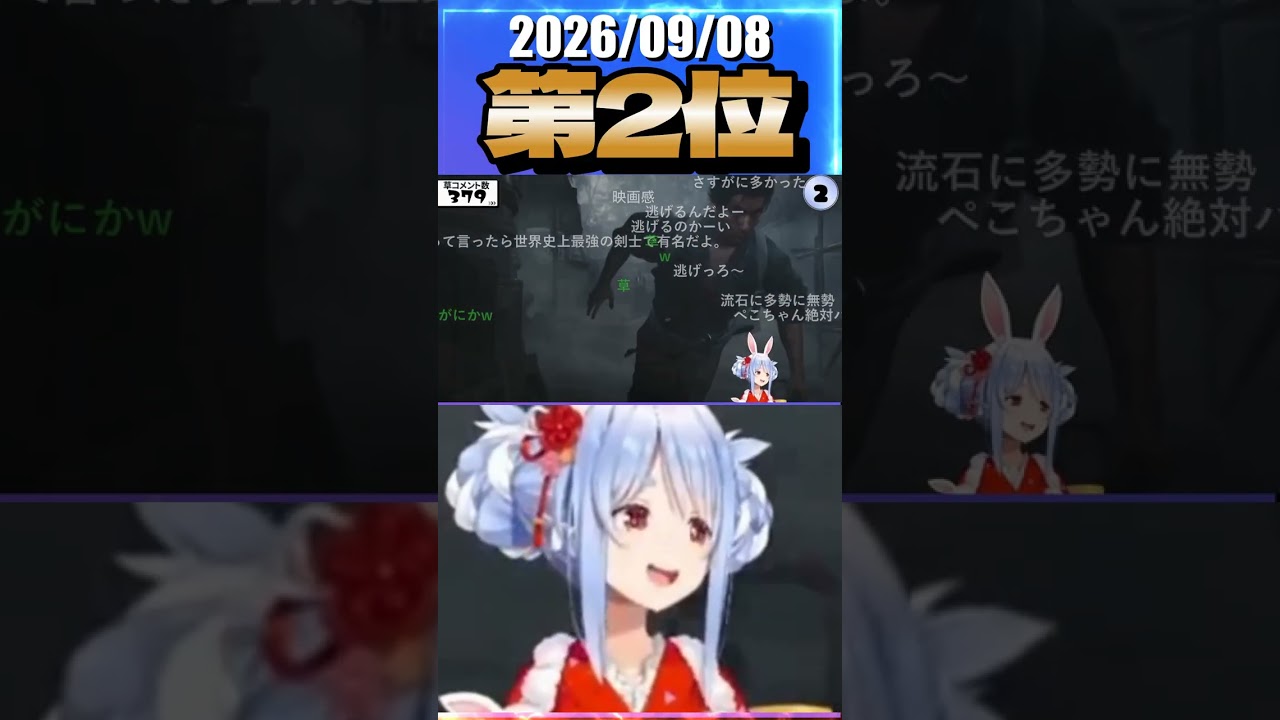 9/8 草コメント数ランキング第2位 #兎田ぺこら 0時間19分ごろ