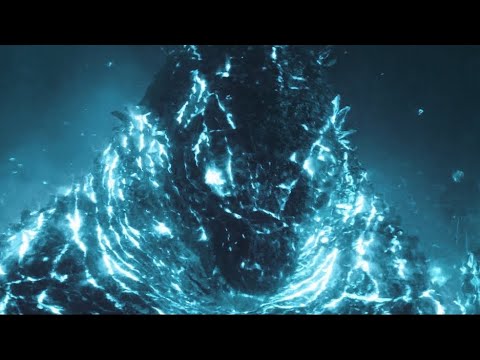 Burning Godzilla with blue nuclear pulse 4K - Godzilla: King of the Monsters