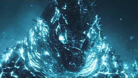 Burning Godzilla with blue nuclear pulse 4K - Godzilla: King of the Monsters