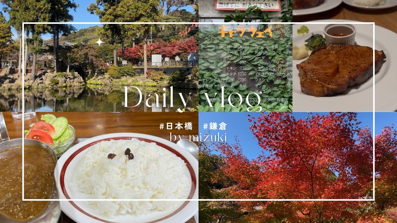 【vlog】都内社会人の休日/鎌倉で冬のお散歩🍂/日本橋でぶらぶらデート💐/紅葉/しっかり食べる2日間🍽