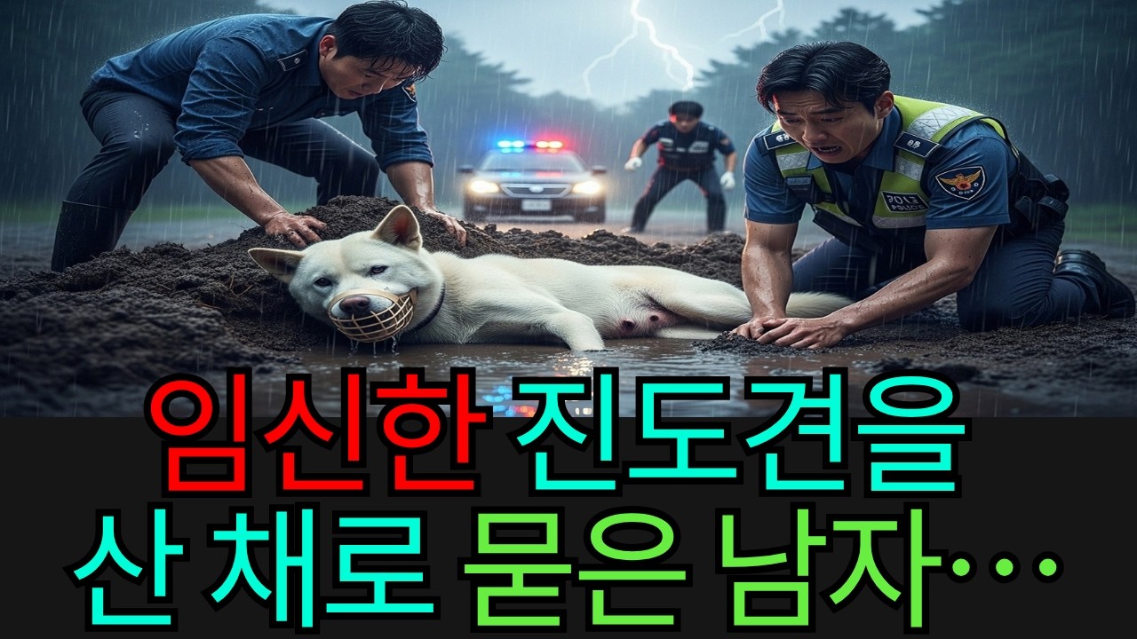 임신한 진도견을 산 채로 묻은 남자… 경찰이 도착하자 믿을 수 없는 기적이 일어났다!