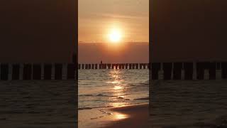 golden sunrise over wooden groynes. baltic sea. #sea #poland #sunrise #waves