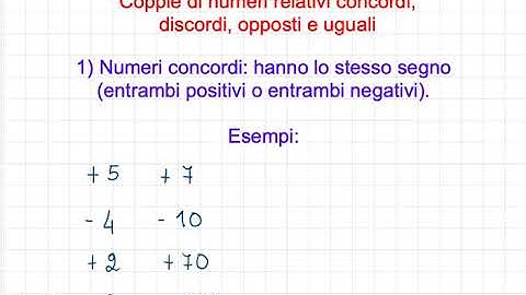 Numeri concordi, discordi, opposti e uguali