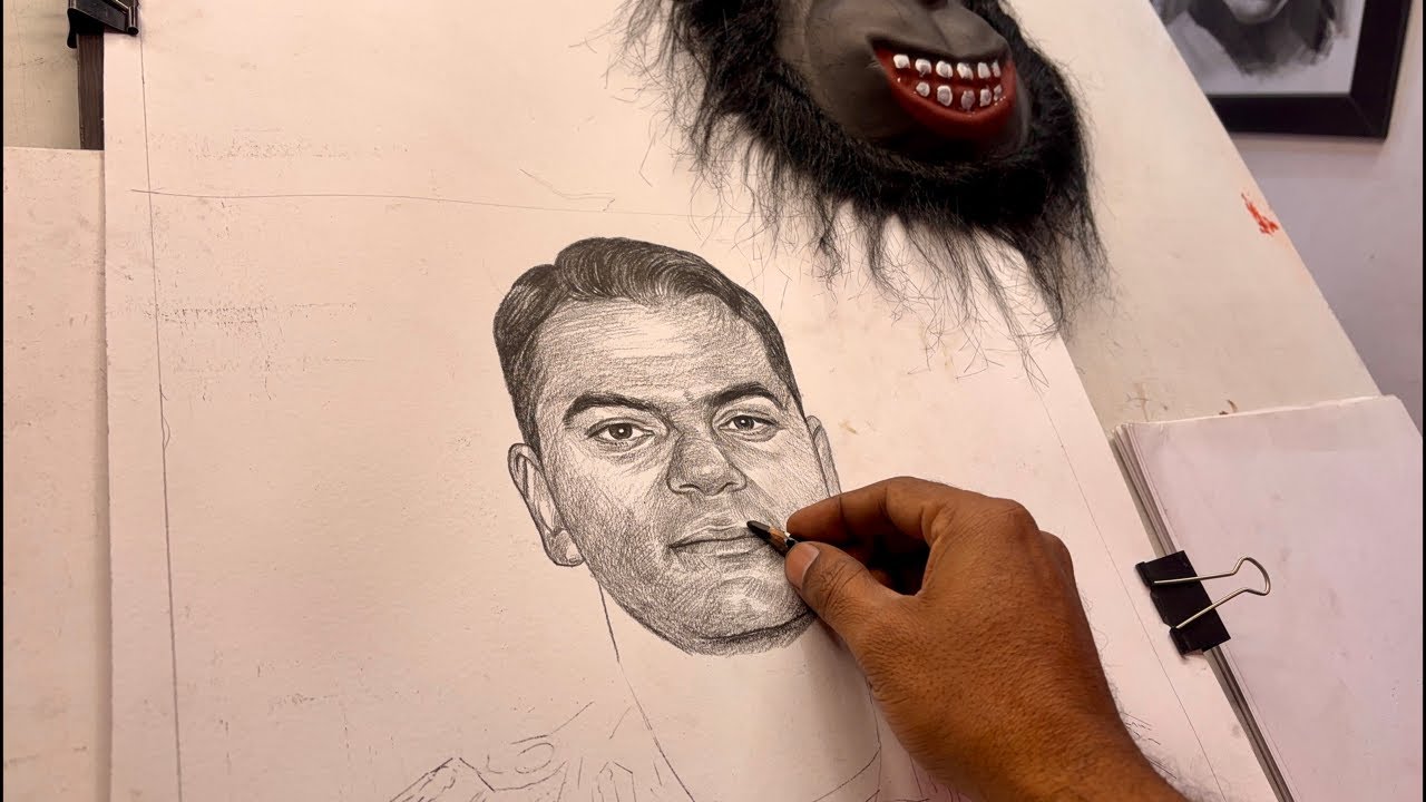 Live portrait maker | LIVE Art Vlog - Army Jawan in 8B Charcoal | Sketching Straight From Studio