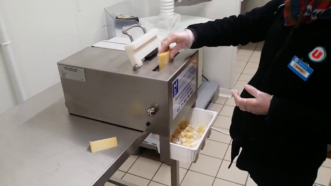 Machine coupe cubes dans fromage - YouTube
