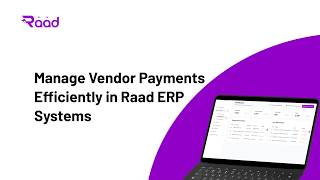 How To Create A Vendor Payment In Raad Erp