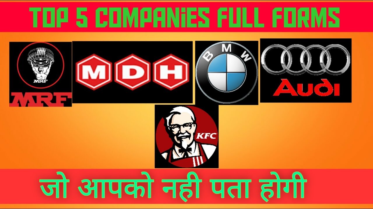 Top 5 companies full form Full form of some companies which few