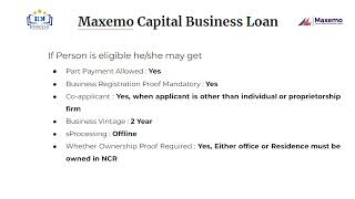 Maxemo Capital Business Loan 2024 - Interest Rate, Eligibility Criteria, Processing Fee & charges