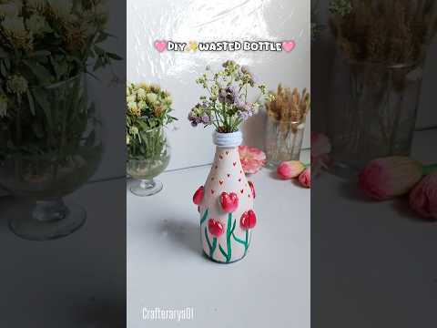 Diy aesthetic ✨ and super cute wasted bottle craft by pista seeds #diy #craft #art #crafterarya01