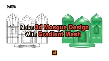 3d mosque design with gradient mesh adobe illustrator