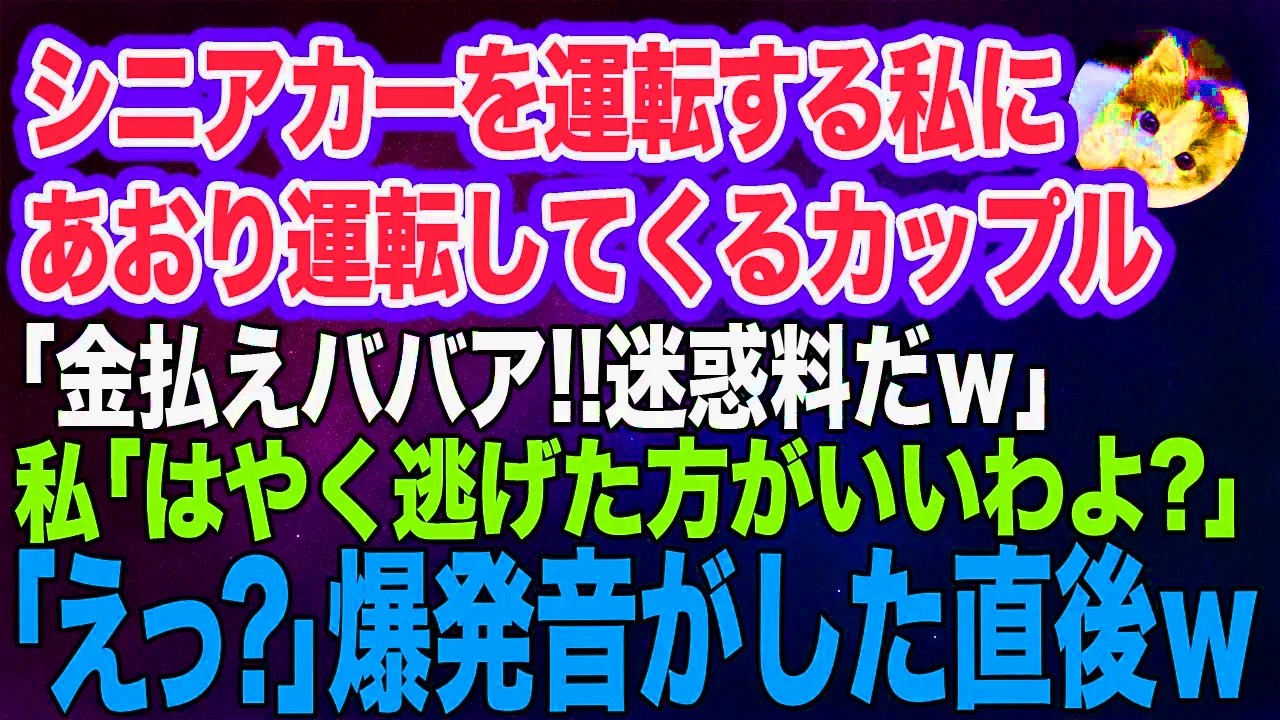 シニアカーを運転する私にあおり運転してくるヤンキーカップル「金払えババア‼迷惑料だｗ」私「はやく逃げた方がいいわよ？」→「えっ？」ドーンと爆発音がした直後…ｗ【スカッとする話】