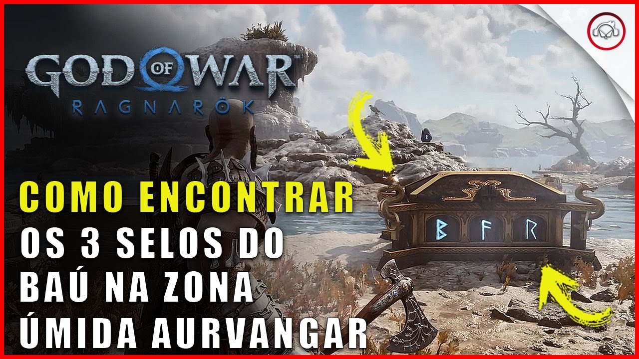Miniatura do vídeo God of war Ragnarok, Como abrir o baú com 3 selos na Zona Úmida Aurvangar | Super dica