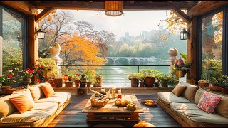 Morning Coffee Porch Ambience with Gentle Spring Atmosphere  Relaxing Jazz Music to Work, Study