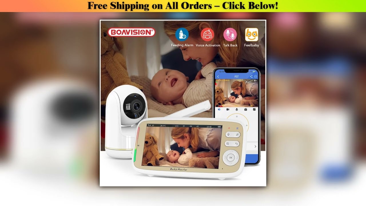 5'' Wireless Baby Monitor Camera 3X Zoom Pan Tilt Video Audio Support Feelbaby Phone APP and LCD