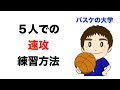 【バスケ練習法】5人での速攻 5メンブレイク