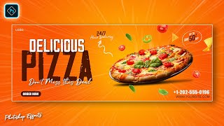 Food Facebook Cover Banner Design In Photoshop Tutorial screenshot 5