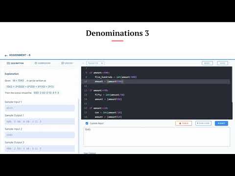 Denominations 3 | Assignment 6 | CCBP | NxtWave CCBP 4.0 Telugu | Python Coding | Code Snippets